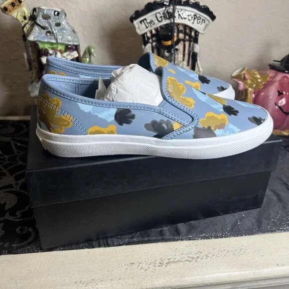 Coach Chrissy Floral Cornflower Leather Slip on Sneakers Size 7.5M - Picture 5 of 11